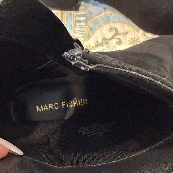 Marc Fisher Faux Black Suede Pointed-Toe Ankle Booties - Picture 3 of 8